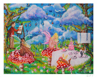 Fairy Birthday Party Original Gouache Painting